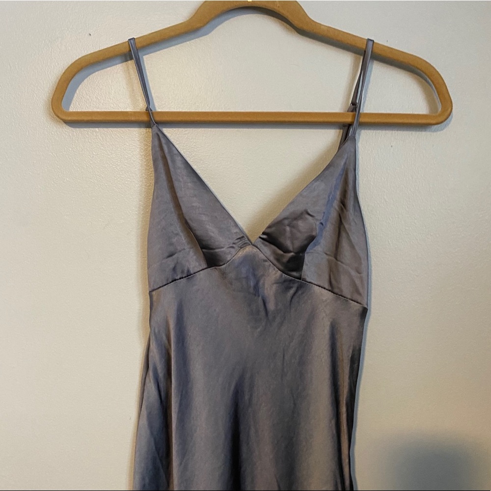 Charcoal Satin Maxi Dress